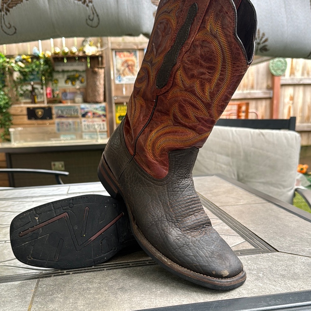 Men's Brown and Red Western Boots